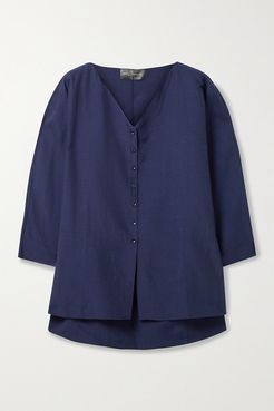 Net Sustain Luca Linen And Silk-blend Shirt - Midnight blue