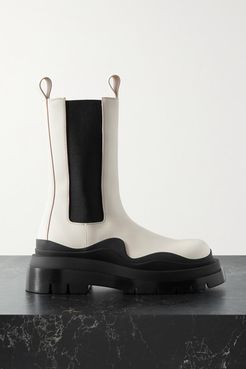 Rubber-trimmed Leather Chelsea Boots - Off-white