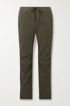 Cotton-blend Twill Track Pants - Army green