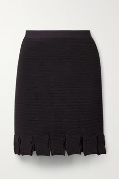 Crocheted Cotton-blend Mini Skirt - Dark brown