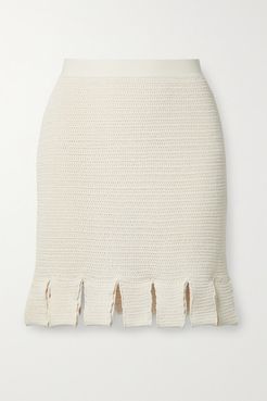 Crocheted Cotton-blend Mini Skirt - Cream