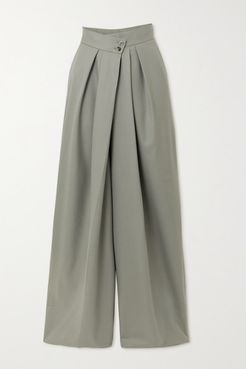 Hope Pleated Merino Wool Wide-leg Pants - Gray