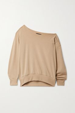 Kimora One-shoulder Stretch Cotton And Modal-blend Sweatshirt - Camel