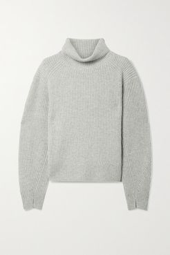 Pierce Ribbed Cashmere Turtleneck Sweater - Gray