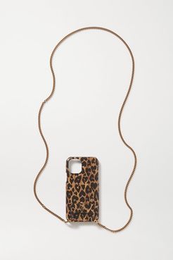 Leopard-print Leather Iphone 11 Pro Case - Brown