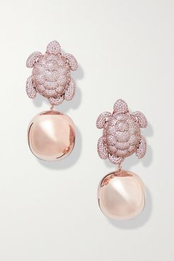 Caretta Party Rose Gold-plated Crystal Clip Earrings - Pink