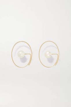 Floating Gold Pearl Earrings