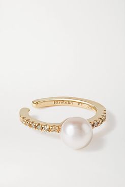 Gold, Pearl And Diamond Ear Cuff