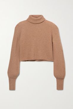 Net Sustain Luisa Cropped Ribbed Recycled Cashmere-blend Turtleneck Sweater - Camel