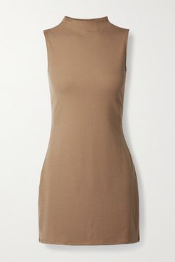 Net Sustain Sana Ribbed Stretch-tencel Lyocell Jersey Mini Dress - Camel