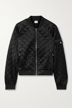 Dierdre Quilted Silk-charmeuse Bomber Jacket - Black
