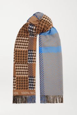 Mother Of Pearl Derwent Wool-jacquard Scarf - Blue