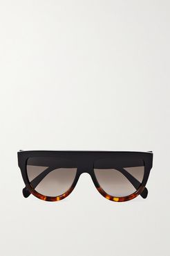 D-frame Tortoiseshell Acetate Sunglasses - Black