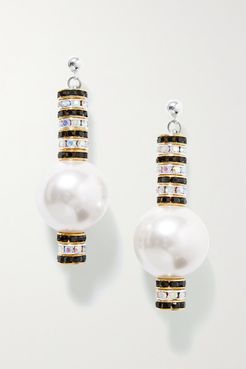 Mini Zebra Snake Gold And Silver-plated, Crystal And Faux Pearl Earrings