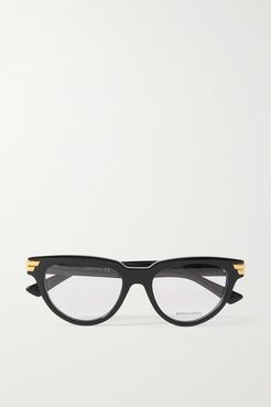 Cat-eye Acetate And Gold-tone Optical Glasses - Black