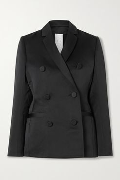 Switchwear Double-breasted Recycled Duchesse-satin Blazer - Black