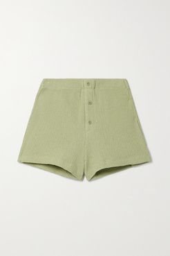 Dixon Waffle-knit Organic Cotton Shorts - Green