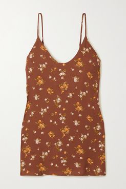 Net Sustain Ventura Floral-print Crepe Mini Dress - Burgundy