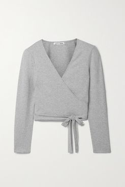 Net Sustain Catarina Stretch Organic Cotton-jersey Wrap Top - Gray