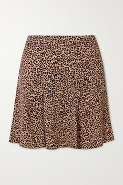 Net Sustain Flounce Leopard-print Crepe Mini Skirt - Black