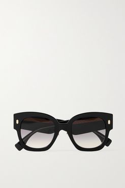 Oversized D-frame Acetate Sunglasses - Black