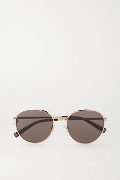 Round-frame Gold-tone Sunglasses