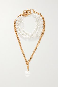 Gold-tone Faux Pearl Necklace - Ivory