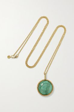 Net Sustain 18-karat Recycled Gold, Variscite And Diamond Necklace