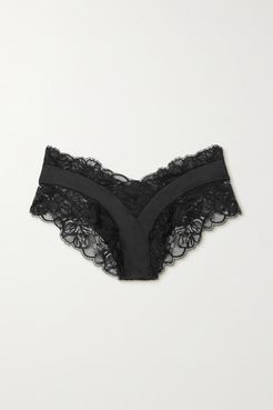Leavers Lace And Stretch-jersey Briefs - Black