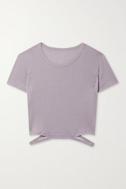 Halo Cropped Cutout Jersey Top - Lavender