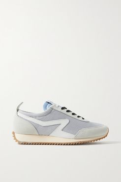 Retro Runner Suede And Leather-trimmed Recycled Mesh Sneakers - Light gray