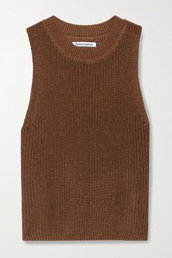 Ribbed Tencel Lyocell And Linen-blend Tank - Brown