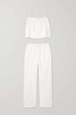 Tanager Organic Cotton Cropped Camisole And Pants Set - White