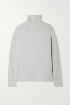 Kira Brushed Stretch-tencel Lyocell And Organic Cotton-blend Turtleneck Top - Light gray