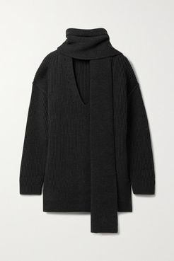 Oversized Ribbed Wool Sweater - Charcoal