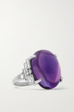 Art Deco Platinum, Amethyst And Diamond Ring