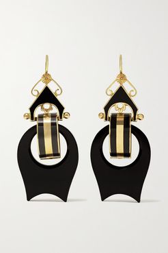 Victorian Gold, Onyx And Enamel Earrings