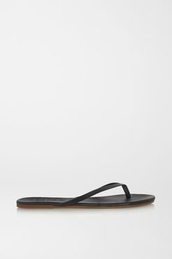 Lily Matte-leather Flip Flops - Black