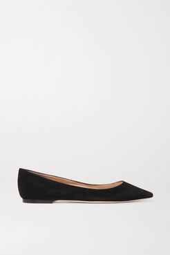 Romy Suede Point-toe Flats - Black