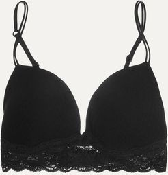 Never Say Never Soire Lace-trimmed Mesh Soft-cup Bra - Black
