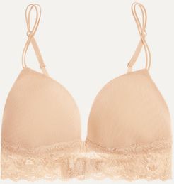 Never Say Never Soire Lace-trimmed Mesh Soft-cup Bra - Neutral
