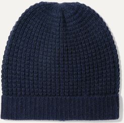 Holby Waffle-knit Cashmere Beanie - Navy
