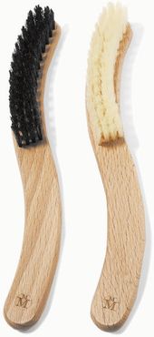 Set Of Two Beechwood Hat Brushes - White