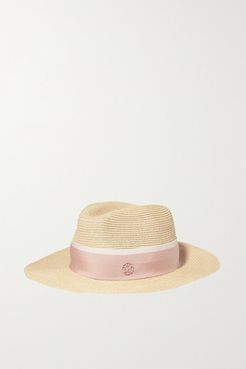 Henrietta Grosgrain-trimmed Straw Hat - Pink