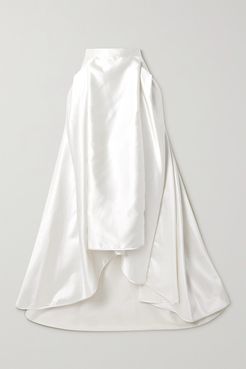 Georgie Pleated Satin Maxi Skirt - Ivory