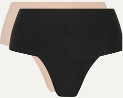 Undie-tectable Set Of Two Stretch-jersey Thongs - Black