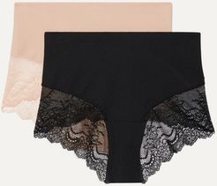 Undie-tectable Set Of Two Stretch-jersey And Lace Briefs - Black