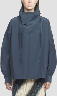 Textured Faille Shirt With Scarf Neck