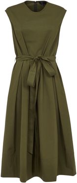 Belt-tie Waist Sleeveless Dress