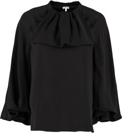 Lavaliere Ruffled Silk Blouse